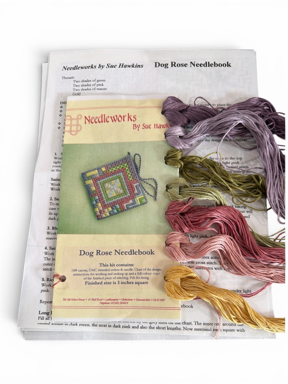 Needleworks Dog Rose Needlebook Kit with Multicolor Embroidery Floss